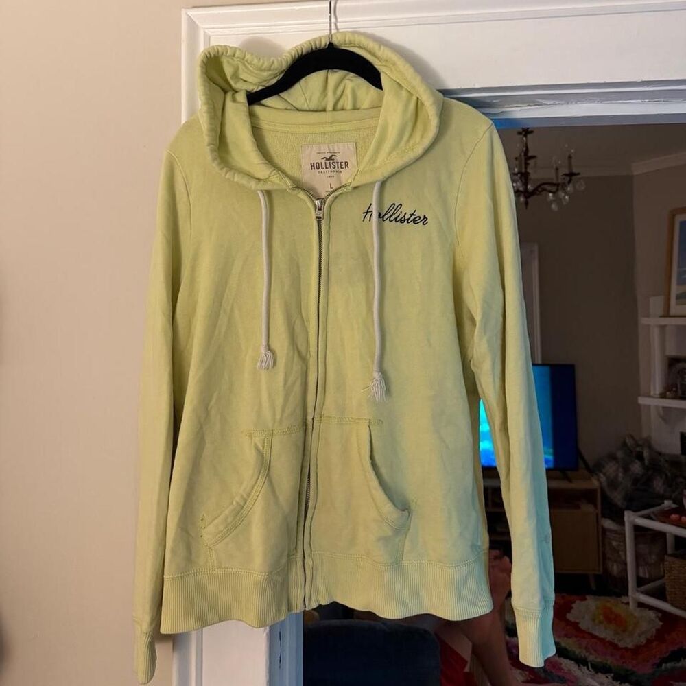 Hollister electric lime green zip up hoodie